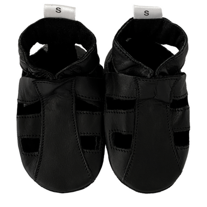 babyslofjes sandalen zwart leer duo