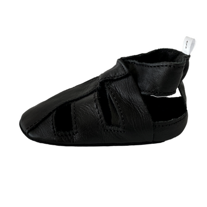 babyslofjes sandalen zwart leer enkel zijkant