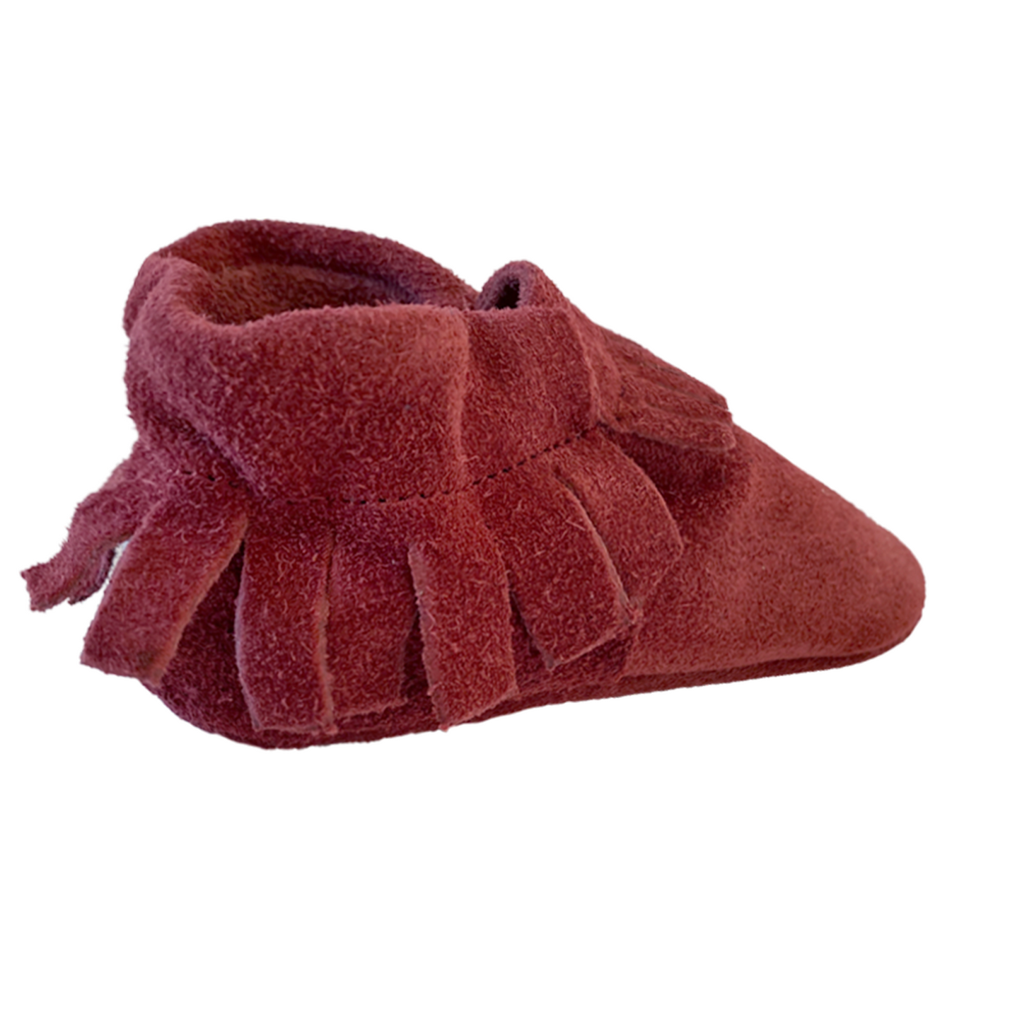 baby moccasins effen maroon suede ibiza style achterkant